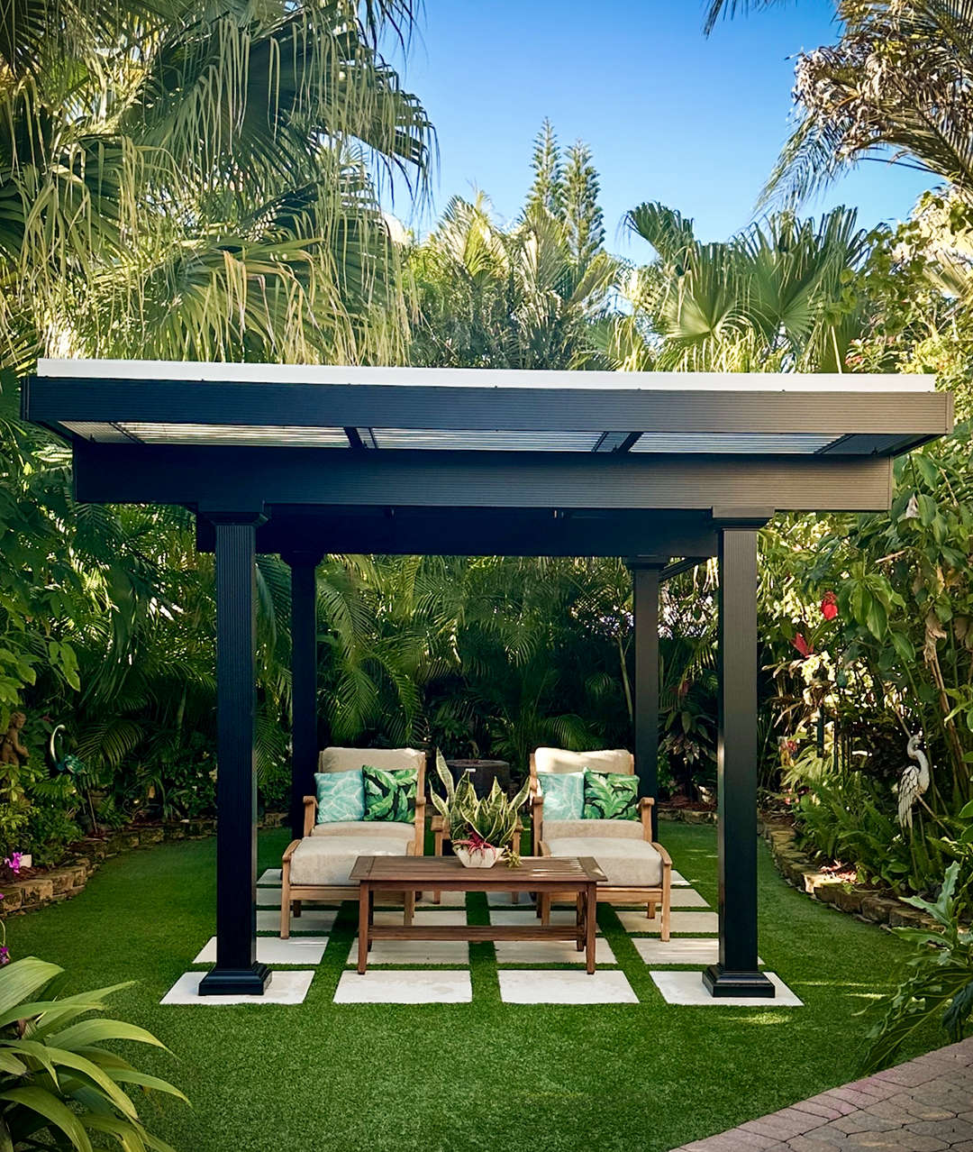 Pergola, Free Standing, Florentine Columns, Black, in White